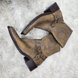Harley Davidson Harness Ankle Boots Women's Brown Leather Side Zip - US 8